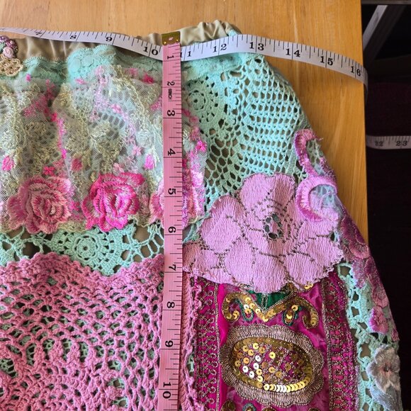 Mint Green Crochet & Embroidered Skirt | Roselani Jasmin | Size Medium - Picture 6 of 11